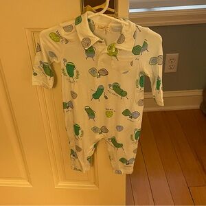 NWT Angel Dear/Tullabee Bamboo Pickleball Print Polo Jumpsuit Romper